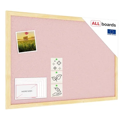 ALLboards Pastellrosa Pinnwand mit Holzrahmen 60x40cm Pastellrosa Korktafel