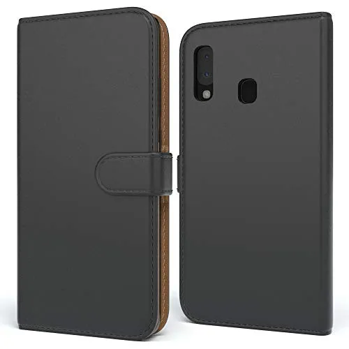 EAZY CASE Tasche kompatibel mit Samsung Galaxy A20e Schutzhülle mit Standfunktion Klapphülle im Bookstyle, Handytasche Handyhülle Flip Cover mit Magnetverschluss und Kartenfach, Kunstleder, Schwarz