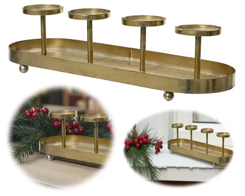 Kerzenhalter Eisen 48cm 4-fach Advent Kerzen-Tablett Leiste Ständer Schale Kranz