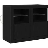 vidaXL LED-Sideboard 2 Stk Schwarz Eichen-Optik