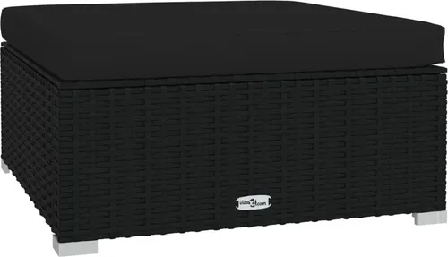 vidaXL Gartenhocker mit Kissen Schwarz 70x70x30 cm - Modularer Gartenhocker aus strapazierfähigem PE-Rattan mit dickem, abnehmbarem Kissen für höchsten Komfort. Ideal für Innen- und Außenbereich!
