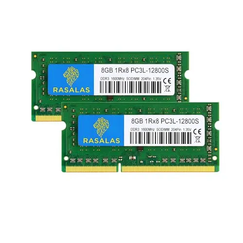 Rasalas 16 GB Kit (2 x 8 GB) 1Rx8 PC3L-12800S DDR3L 1600MHz SODIMM DDR3 RAM 1.35V CL11 204-Pin PC3-12800 8GB Laptop Speicher…