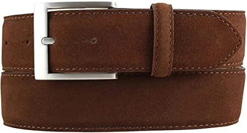 BELTINGER Veloursleder Gürtel 4 cm | Hochwertiger Herren Ledergürtel in Tabac 110cm - Eleganter 40mm breiter Veloursleder Gürtel aus Italien mit samtiger Oberfläche. Individuell anpassbar und langlebig, ideal für Jeans und Büro. Hochwertige Gürtelschließe für optimalen Tragekomfort.