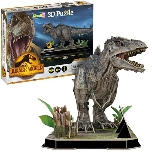 Revell 00240 Jurassic World Park - 3D Puzzle Giganotosaurus, kreativer Bastelspaß für die ganze Familie und dekorative Highlight für jedes Zimmer