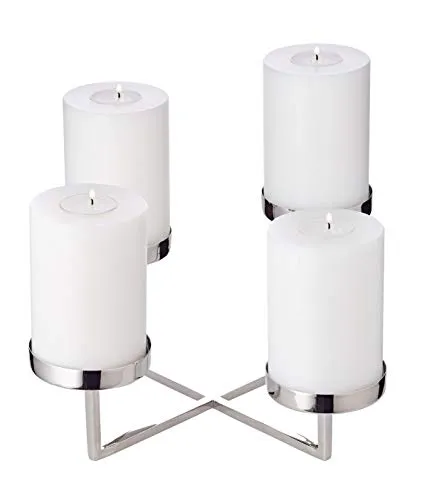 EDZARD Adventskranz Kerzenleuchter Pamplona aus Edelstahl - Elegante Tischdeko für Weihnachten - Nussknacker: Minimalistischer Kerzenhalter aus robustem Edelstahl, ideal für Stumpenkerzen. Schafft eine festliche Atmosphäre mit vielseitigen Dekorationsmöglichkeiten.