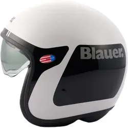 Blauer Pilot GO Jethelm, schwarz-weiss, Größe M für Männer - Motorradhelm mit Fiberglas-Außenschale, Ratschenverschluss und Schnellverschluss-System für optimalen Komfort und Sicherheit.
