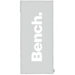 Bench Sporthandtuch, Grau, Weiß, Textil, Schriftzug, 50x110 cm, Oeko-Tex® Standard 100, saugfähig, angenehm weich, schnelltrocknend, Badtextilien, Handtücher