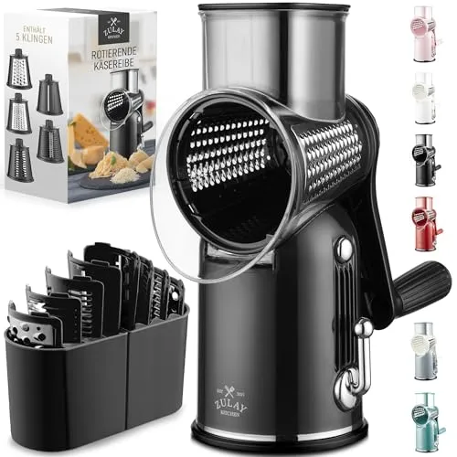 Zulay Kitchen Käsereibe Manuell mit 5 Trommeln