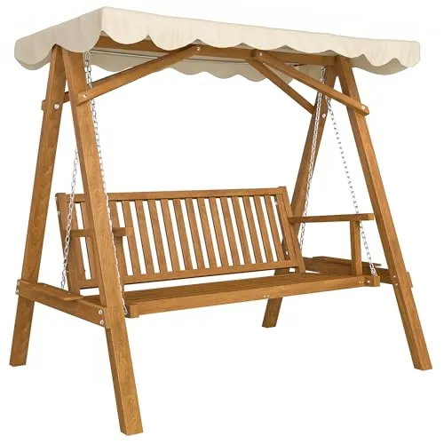 Outsunny Hollywoodschaukel - L162 x B130 x H185 cm - Gartenmöbel für entspannte Stunden im Freien, robust und mit wasserabweisendem Dach für angenehmen Schatten. Ideal für bis zu zwei Personen, perfekt zum Entspannen und Genießen der Natur.