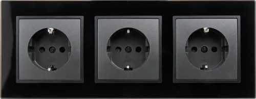 MC POWER - FLAIR - Wand Steckdosen Set | Beginner 3S-Style | 4-teilig | anthrazit/schwarz, Glasrahmen