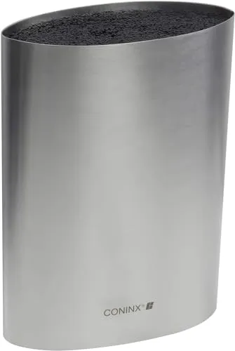 Coninx Messerblock ohne Messer - Universeller Edelstahl Messerständer - Messerblock unbestückt aus hochwertigem Edelstahl, platzsparend und modern. Ideal zur sicheren Aufbewahrung von bis zu 12 Messern, perfekt für Hobbyköche und als Geschenk.
