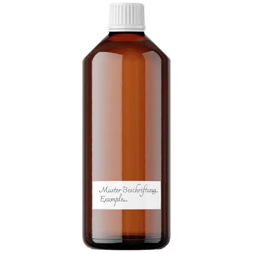 BMUT 1000ml Laborflasche 28/410 – leer – braun – Lebensmittelechte PET Leerflasche BPA-frei mit Originalitätsverschluss & Kindersicherung – Kunststoffflasche inkl. 2 wasserfester Etiketten 1L