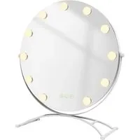 Emke Hollywood Kosmetikspiegel 1x+7x mit 3 Farbtemperaturen - Runder Kosmetikspiegel mit 360° Drehbarkeit und einstellbarer Helligkeit. Perfekt für jedes Make-up, dank 3 Lichtfarben und praktischer Speicherfunktion. Ideal als Geschenk für besondere Anlässe.