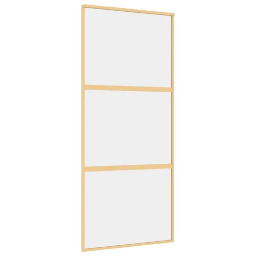 vidaXL Schiebetür Golden 90x205 cm ESG-Klarglas - Moderne Schiebetür aus ESG-Klarglas und Aluminium, ideal für einen hellen Wohnbereich. Geräuschloses Öffnen dank Türdämpfer und stabiler Rahmen für Langlebigkeit.
