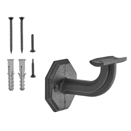 Sotech Handlaufhalter Rustical Schwarz, 67 mm Höhe, 5 Stück - Stabile Handlaufhalter aus hochwertigem Gusseisen für runde Handläufe (Ø 45 mm). Ideal für Renovierungen oder Neubauten, mit langlebiger Qualität und ansprechendem Design.