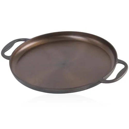 Mahlzeit Polierte Paella Pfanne 35 cm - Paellapfanne aus Gusseisen mit zwei Griffen, ideal für mediterrane Küche und gleichmäßige Wärmeverteilung, perfekt für Grill, Herd und Ofen.