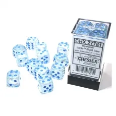 Chessex Würfel - 16mm - Borealis Icicle/light blue LUMINARY (Würfelset 12 x W6) - leuchtet im Dunkeln 292859