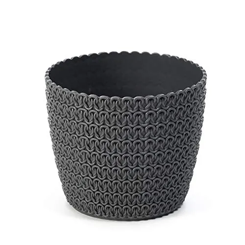 Lamela Blumentopf Übertopf Pflanztopf Strickstruktur (Ø) 10,5 cm Anthrazit