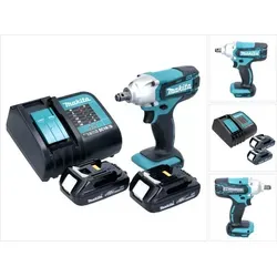 Makita DTW 190 SY Schlagschrauber 18 V mit 2 Akkus und Ladegerät - Leistungsstarker Schlagschrauber mit 190 Nm Drehmoment, ideal für anspruchsvolle Anwendungen. Mit 2 Lithium-Ionen-Akkus und Ladegerät für maximale Flexibilität.