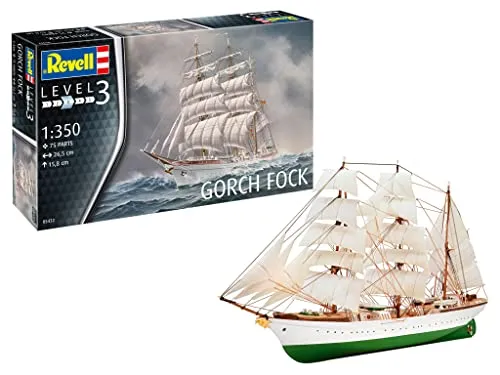 Revell Modellbausatz Gorch Fock 05432 - Modellbausätze für Schiffsmodelle, detailgetreuer Bausatz des berühmten Segelschiffs Gorch Fock, ideal für Modellbau-Enthusiasten und Sammler.