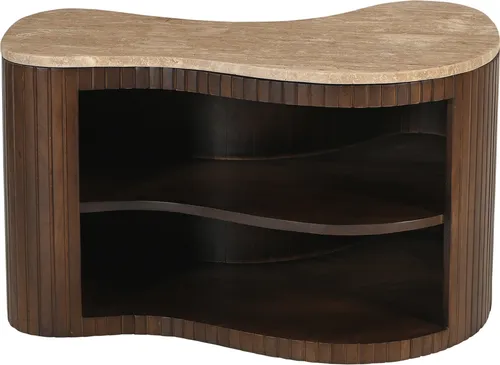 SIT Möbel TV Board RONDURA | 2 offene Fächer aus massivem Mango - TV-Halterungen mit geschwungenem Design und hochwertiger Verarbeitung aus massivem Mangoholz, ideal für elegantes Wohnen und vielseitige Nutzung als TV-Board oder Couchtisch.