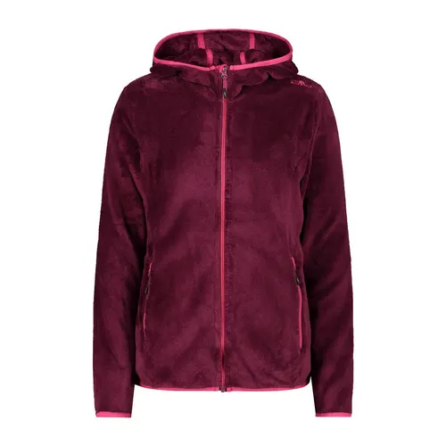 CMP Woman Jacket FIX Hood amaranto (C910) 38 - Fleecejacke für Damen aus hochwertigem HighLoft-Fleece, bietet optimale Wärme und Tragekomfort. Der taillierte Schnitt und die feste Kapuze sorgen für eine feminine Silhouette und zusätzlichen Schutz.