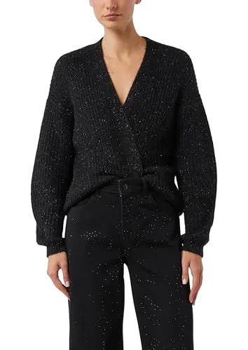 Comma Strickjacke - Strickjacke mit Schalkragen und langen Ballonärmeln, ohne Verschluss, aus funkelndem Glitzergarn – perfekt für einen eleganten Look.