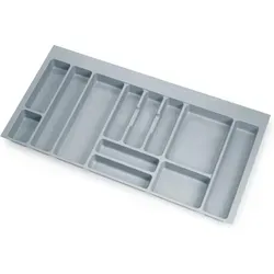 Emuca Besteckorganisator - 12 Fächer für effiziente Küchenschubladenorganisation - Besteckkasten aus grauem Kunststoff mit 12 Fächern, perfekt für eine ordentliche Aufbewahrung von Besteck. Anpassbar an verschiedene Schubladengrößen für maximale Flexibilität.