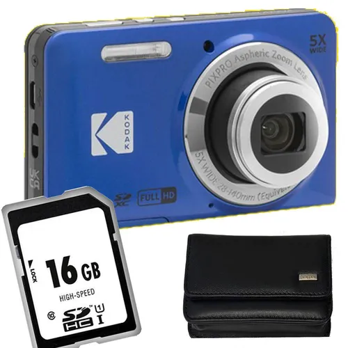Kodak PixPro FZ55 Digitalkamera in Blau – Ideal für Einsteiger - Die Kodak PixPro FZ55 in Blau bietet eine 16 MP Auflösung und 16 GB Speicherkarte. Perfekt für spontane Aufnahmen und kreative Fotografie. Inklusive praktischer Fototasche für sicheren Transport.