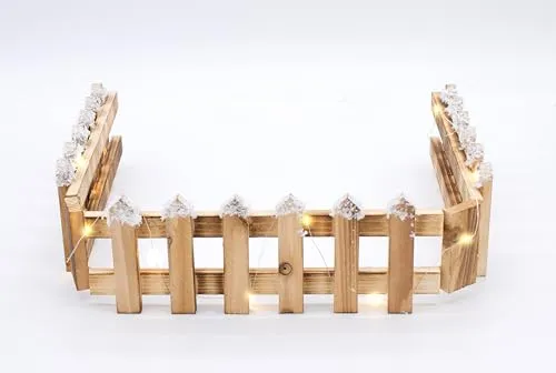 Spetebo Holz Dekozaun mit 15 LED in warm weiß von Spetebo