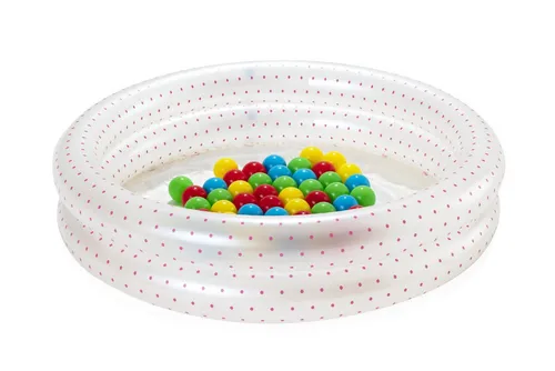 Bestway® Up, In & Over™ Planschbecken mit Spielbällen, 91 x 20 cm - Swimmingpools: 2-in-1 Bällebad und Planschbecken mit aufblasbaren Seitenwänden für mehr Sicherheit, ideal für den Sommer-Spaß mit 50 Spielbällen.
