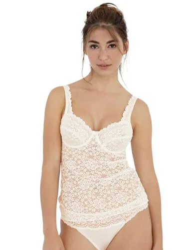 Damen BH-Hemd 85C Champagner - Klassische BHs für Damen, elegantes Millefleurs Design mit doppellagigen Cups aus Spitze und hohem Baumwollanteil für besonderen Tragekomfort.