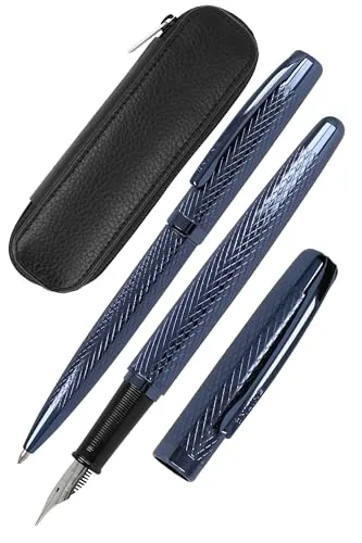 Online Schreib-Set Eleganza Diamond Night I enthält Kugelschreiber, Füller, Echt-Lederetui I 3-teilig I in Geschenkbox I Füllhalter für Standardpatronen I Kulli mit Großraummine G2