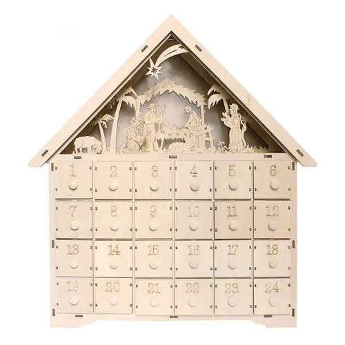 Adventskalender Weihnachtskalender Krippe  mit Beleuchtung zum Befüllen