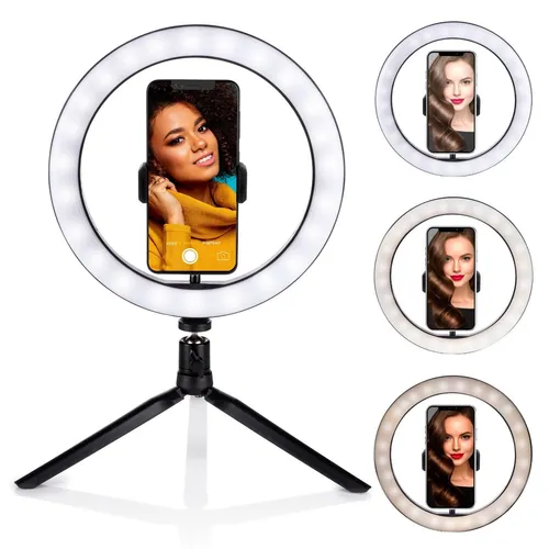 Grundig Handy Selfie Ringlicht Stativ Instagram Lampe Handyhalter beleuchtet