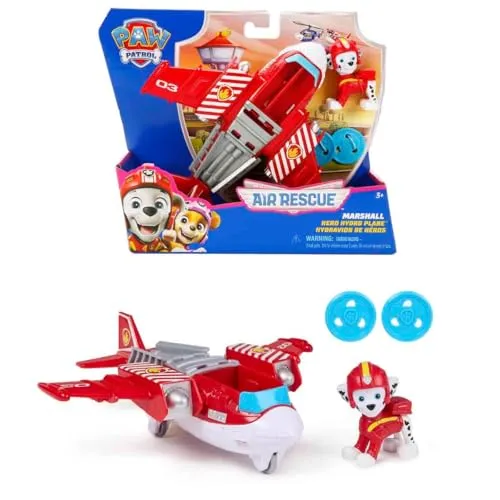 PAW PATROL Air Rescue - Marshalls Feuerwehrflugzeug mit Geschoss-Abwurf - Sortier- & Stapelspielzeug: Authentisches Feuerwehr-Rettungsflugzeug mit Geschoss-Abwurf und Marshall-Figur für spannende Abenteuer, ideal für Kinder ab 3 Jahren.