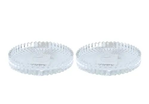 Dekohelden24 Kerzenteller/Kerzenuntersetzer/Kerzenhalter/Untersetzer aus Glas im 2er Set, rund, klar/transparent, Größe H/Ø ca. 1,5 x 10 cm
