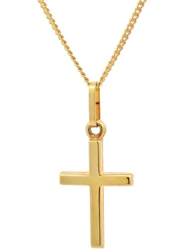 Gold Anhänger Kreuz mit Goldkette massiv 333-8 Karat Gold, Kettenlänge:36 cm Kindergröße
