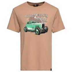 KingKerosin Print-Shirt Hotrod Service (1-tlg) mit Retro-Artwork Print braun 5XL