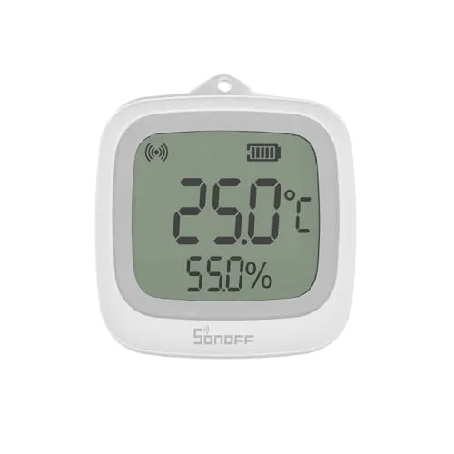 Sonoff SNZB-02WD LCD Temperatur- und Luftfeuchtesensor - Hygrometer mit IP65 Schutz, präzise Messung von Temperatur und Luftfeuchtigkeit für den Außeneinsatz, einfach ablesbar dank 2,2-Zoll-LCD-Display und Zigbee-Kompatibilität.