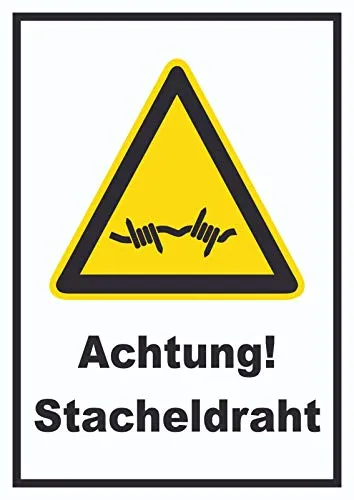 HB-Druck Achtung Stacheldraht A6 (105x148mm) Schild