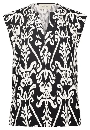 Cartoon Kurzarmbluse Bluse Kurz 1/2 Arm Black-Nature