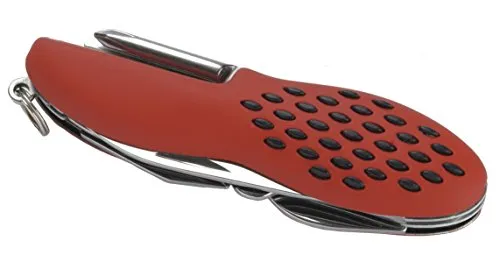 Pfiffikus 42417 - Taschenmesser mit 10 Funktionen, ca. 9 cm, rot