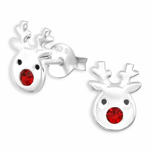 Rentier Ohrringe Ohrstecker 925 Silber - Kinder Damen Mädchen Schmuck