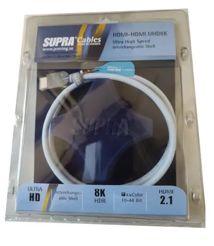 Supra HDMI Kabel 2.1 UHD 8K 1,5 Meter - HiFi-Kabel für 8K und HDR, ideal für Gaming mit niedriger Latenz und hoher Bildqualität, perfekt für PS5 und Xbox Series X.