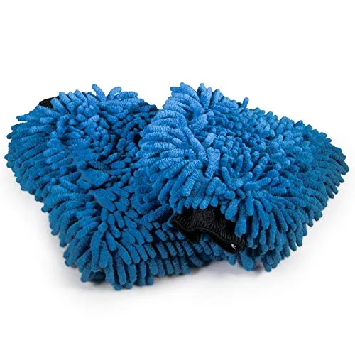 Cosey - 2er Pack, Chenille-Reinigungshandschuh, 19x25cm, blau