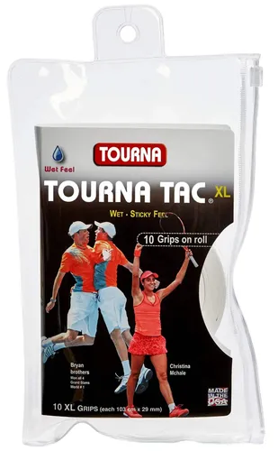 Tourna Overgrip Tac XL 0.55mm weiß - 10er Rolle - Griffbänder für Tennis, bietet hohe Klebrigkeit und Haltbarkeit, ideal für Spieler mit weniger Schwitzen. Ausgezeichnet mit 