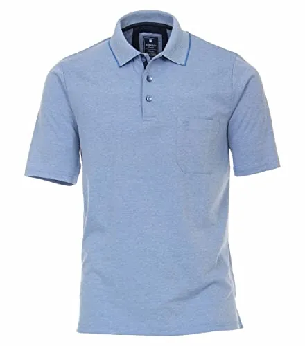 REDMOND Casual Herren Polo-Shirt Kurzarm Blau M - Modisches Poloshirt für Herren im Regular-Fit, aus hochwertigem Baumwollmix für hohen Tragekomfort. Ideal für Freizeit und Business, pflegeleicht und atmungsaktiv.
