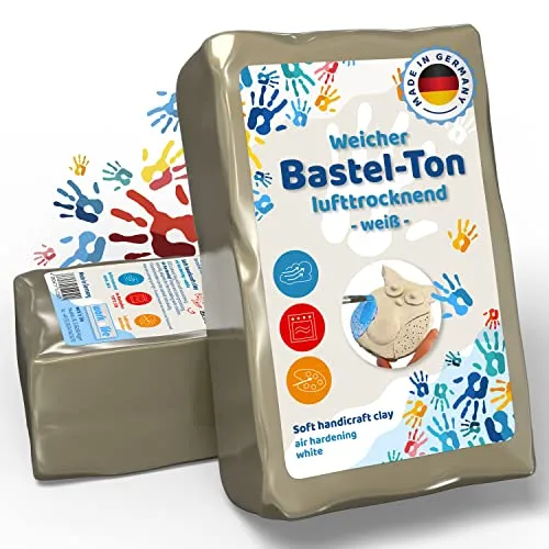Produktbild Selbsttrocknender Ton weiß – Lufthärtender Bastelton für kreative Projekte (1 Kilo)