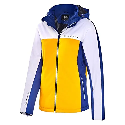 Black Crevice Damen Skijacke, 10.000mm Wassersäule, atmungsaktiv, blau/gelb, 38